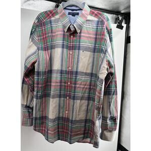 Men’s Tommy Hilfiger Plaid Button Up Shirt XL | Classic Fit Long Sleeve